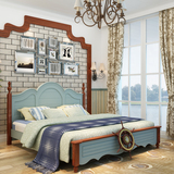 实木床1.8米双人床1.5高箱储物美式简约小户型地中海橡木田园婚床
