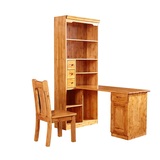 香柏木实木转角书桌书架组合带书柜电脑桌写字台儿童书桌转角书柜