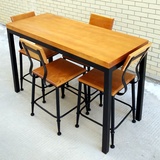 定制 复古做旧铁艺实木餐厅吃饭餐桌椅组合办公桌饭桌长方形组装