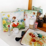 indigo韩国正品唯美童话插画皮质化妆包便携文具包数码多用收纳袋