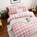 简约床上用品全棉格子条纹四件套纯棉学生宿舍三件套床品被套床单