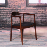 聚意美式餐椅实木椅子肯尼迪总统椅茶室餐厅椅真皮圈椅电脑椅座椅