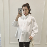 孕妇装春装上衣2016新款韩版灯笼袖打底衫白衬衣宽松长袖白衬衫