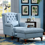 雅然居欧式简约单人沙发老虎椅小户型客厅宜家布艺沙发实木沙发