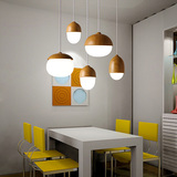 现代简约单三头餐厅卧室客厅个性创意吧台木艺纹路坚果led吊灯具3