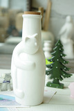日单 杂货 小猫陶瓷复古奶罐水培花器 猫咪白瓷瓶花插