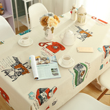 时尚棉麻餐桌布 儿童卡通书桌盖布北欧田园台布加厚布艺茶几布