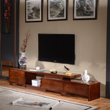 橡木实木电视柜简约现代伸缩电视柜橡胶木电视柜厅柜储物柜视听柜