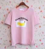 2016夏韩国东大门代购香蕉卡通圆领短袖T恤女学生装打底衫显瘦潮