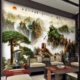 现代中式电视瓷砖背景墙3d客厅立体影视墙装饰画大展宏图万里长城