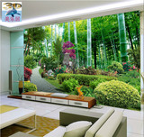 3d瓷砖背景墙简约现代沙发客厅电视背景墙瓷砖壁画竹林风景艺术砖