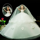 芭比娃娃婚纱大裙时尚3D真眼儿童节生日礼物玩具摆件新娘公主女孩