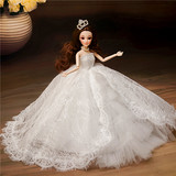 芭比娃娃婚纱3D可换装新娘大拖尾礼盒套装儿童玩具公主女孩洋娃娃