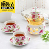 韩式陶瓷玻璃花茶壶加热茶具过滤泡花茶整套花草茶壶套装水果茶壶