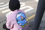 日本街头美潮卡通OLDSCHOOL纹身粉色漫画男士外套冲锋教练夹克