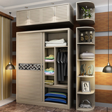 板式移门衣柜推拉门简约现代卧室家具多功能组合收纳整体衣柜1.6