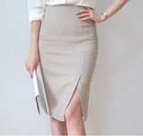 定制2016新款韩版半身裙包臀裙开叉裙高腰修身铅笔裙职业裙显瘦
