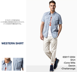 Levis李维斯专柜代购现货 男士纯棉立领短袖浅蓝色衬衫65817-0054
