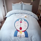 哆啦A梦叮当机器猫卡通全棉三四件套可爱蓝色儿童床上床单被套
