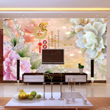电视背景墙3d瓷砖 现代中式客厅卧室影视墙 立体瓷砖壁画玉雕牡丹