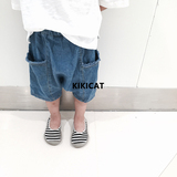 kikicat*特惠2016夏童装 又薄又软的牛仔垮裤男女童磨毛哈伦短裤