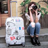 韩国铝框拉杆箱卡通时尚万向轮旅行箱女学生行李箱20 24 28寸拉箱