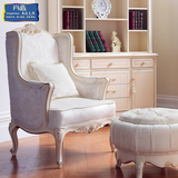 欧式沙发椅子美式实木书椅布艺单人休闲椅沙发椅定制家具