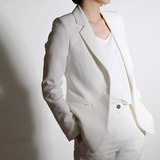 2016春秋韩版修身大码面试西服白色小西装外套女黑色职业气质女装