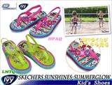 日本代购Skechers/斯凯奇女孩闪灯小童夏季凉鞋夹趾超轻亮灯拖鞋