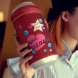 可乐罐包2016新款女包韩版印花水桶包链条单肩斜挎包个性杯子包潮