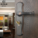 泰好铜锁 台湾世连泰好 美式门锁全铜黑色复古室内卧室门锁SM1210