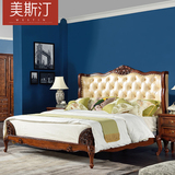 美式乡村床现代欧式真皮床实木床简约卧室公主床1.8米双人床DB02