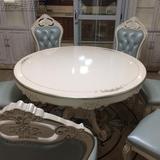 欧式餐桌椅组合新古典实木圆餐桌大小户型餐厅餐桌饭台田园餐桌椅