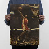 詹姆斯 复古牛皮纸篮球NBA海报全明星卧室宿舍墙贴装饰画壁画挂画