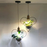 新款心形灯创意吧台植物吊灯简约个性盆栽吊灯单头餐厅浪漫艺术灯