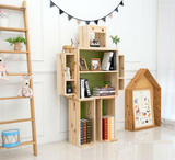 儿童创意书柜实木收纳架落地书架儿童玩具柜整理柜实木书柜储物柜