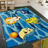 定制儿童房卡通手工地毯床边毯卧室厚舒适蓝熊鱼粉色狮子大象地垫