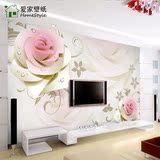 新品3d立体壁画客厅沙发电视背景墙墙纸墙布欧式温馨浪漫玫瑰壁纸