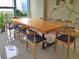 复古铁艺实木会议桌桌椅做旧办公电脑桌咖啡厅长桌会客办公桌