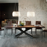 美式loft复古简约个性会议桌椅组合实木大餐桌工作室会议长桌餐厅