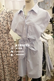 韩国正品女装代购 单排扣口袋POLO V领收腰通勤显瘦连衣裙 夏
