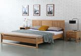 实木床 北欧日式1.5/1.8米胡桃色双人床 简易全原木卧室家具