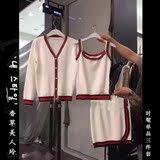 韩国东大门秋装时尚长袖针织衫外套女吊带衫修身包臀短裙三件套装