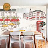 北欧餐厅墙纸壁画餐饮装修艺术壁纸无缝墙画布手绘咖啡休闲建筑画