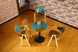 咖啡厅洽谈桌椅组合 创意接待会客售楼处一桌四椅 小户型实木圆桌