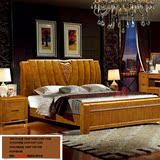 海棠色榉木色胡桃色实木床1。8米双人床现代雕花橡木床实木硬板床