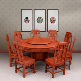 高端豪华餐厅红木家具 缅甸花梨餐桌圆桌 正宗大果紫檀餐桌椅组合