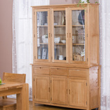 实木书柜书架组合 简约现代橡木带门出台书柜简易玻璃门储物柜