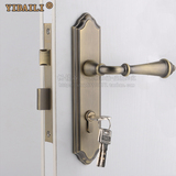 台湾青古铜门锁简约美式室内房门把手欧式黑色仿古卧室实木门锁具