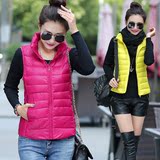 2016秋冬季女装短款马夹立领轻薄背心糖果色羽绒服马甲韩版外套